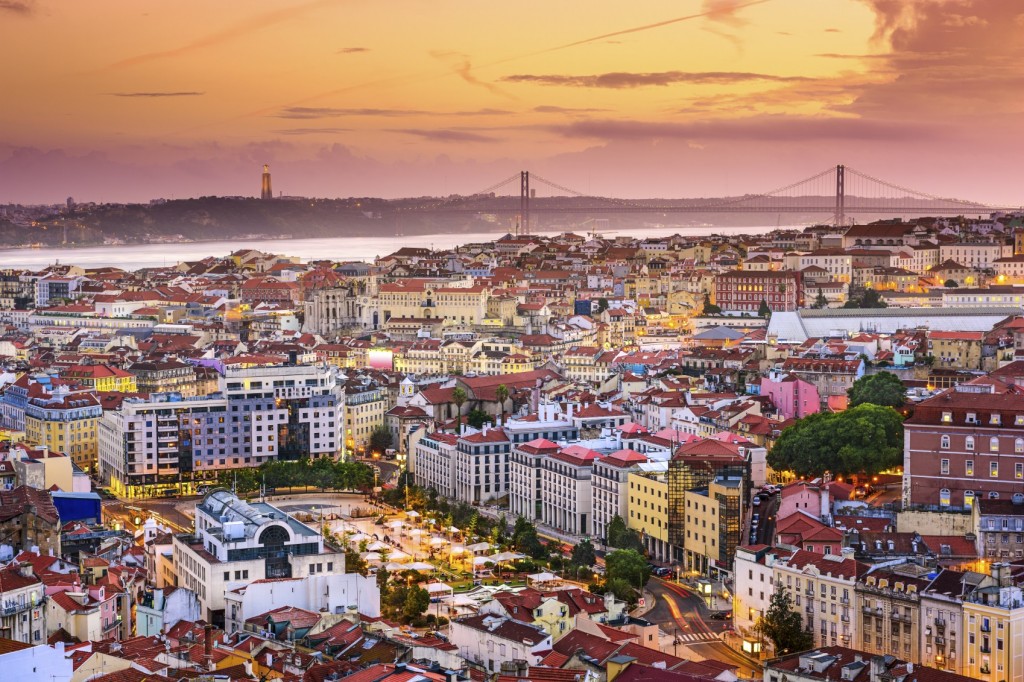 Lisbon, Portugal Skyline at Night